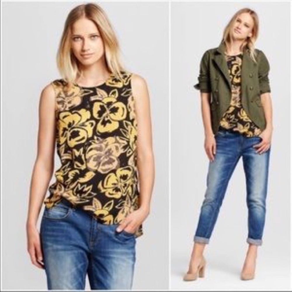 Who What Wear | Mustard Yellow Floral Tank